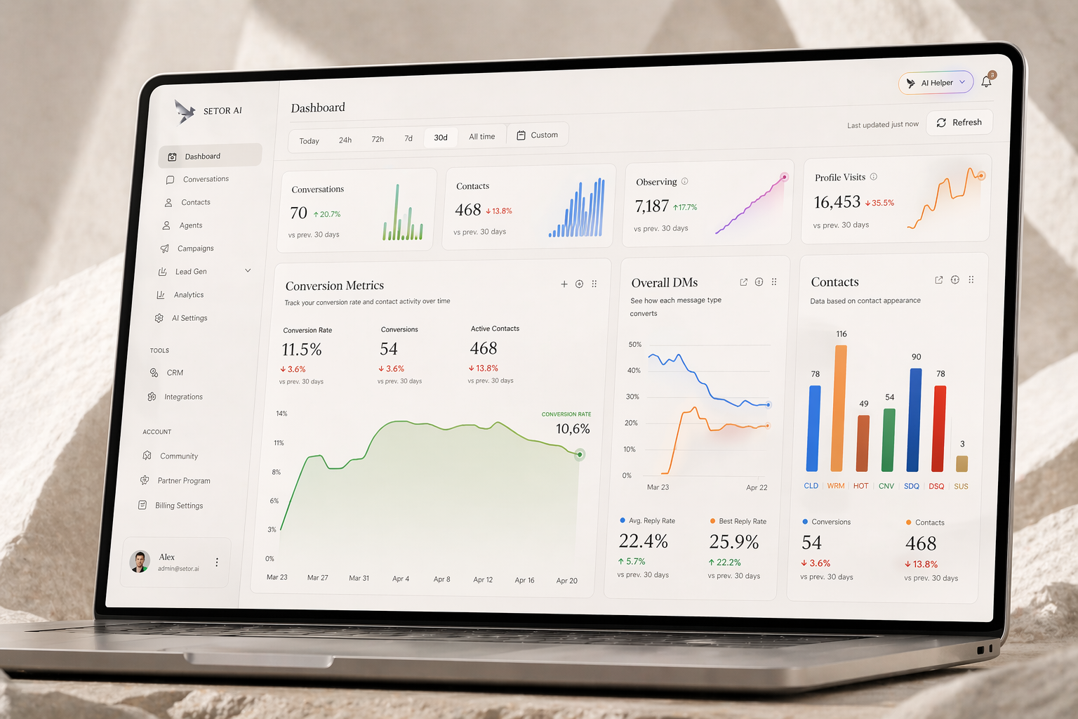 Setor AI dashboard product shot